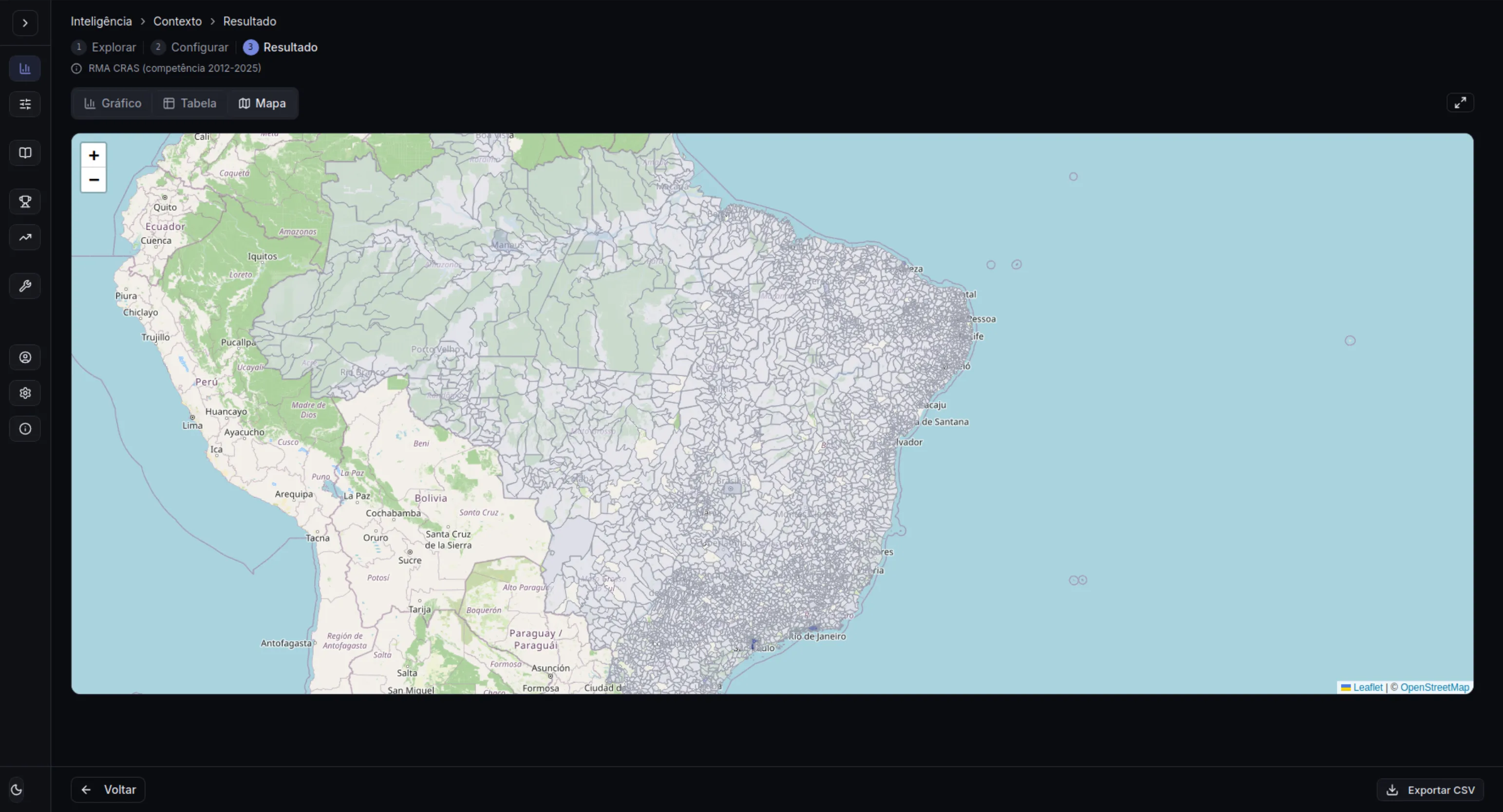 Mapa coroplético por município (Obsidiana)
