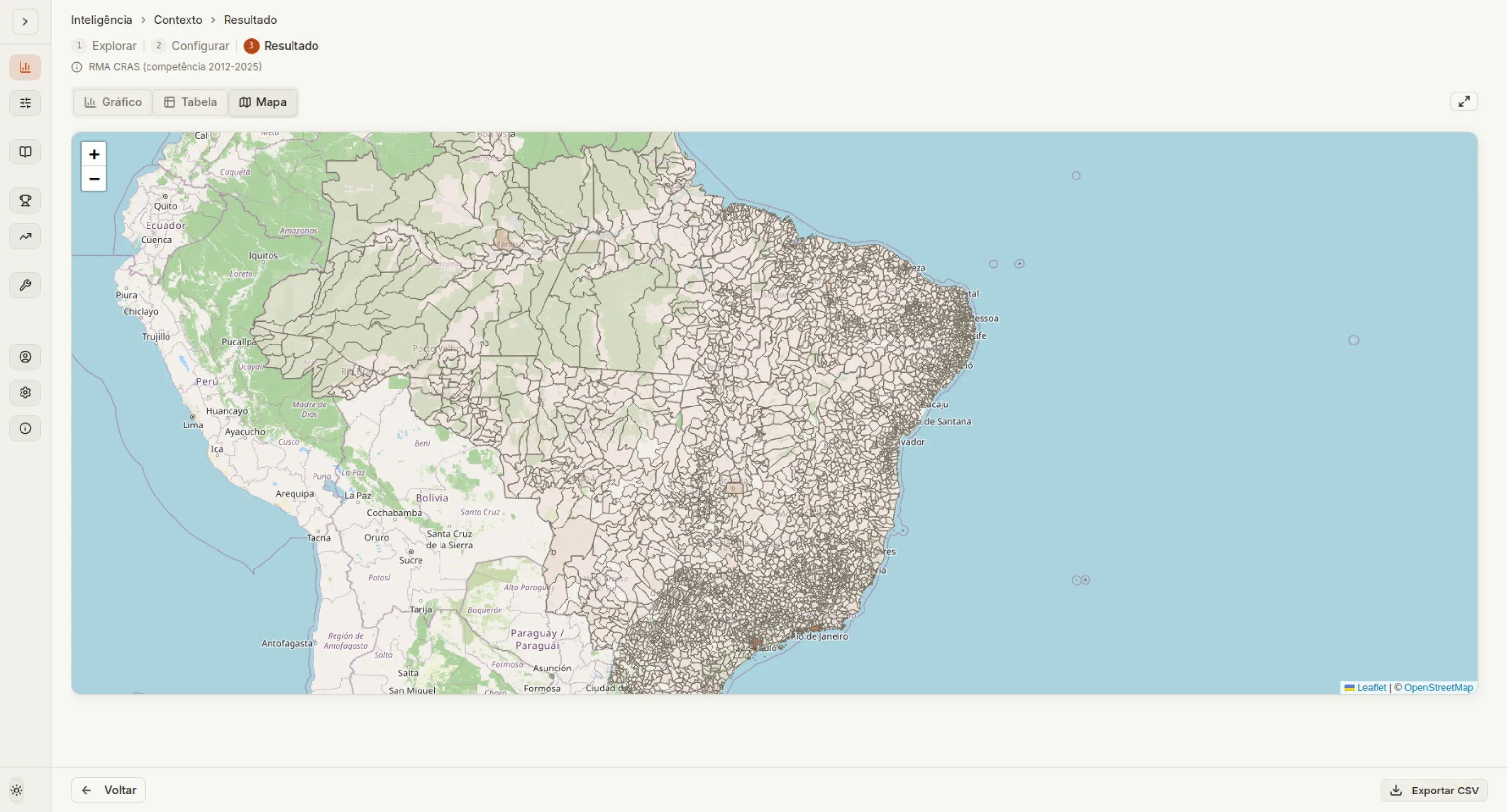 Mapa coroplético por município